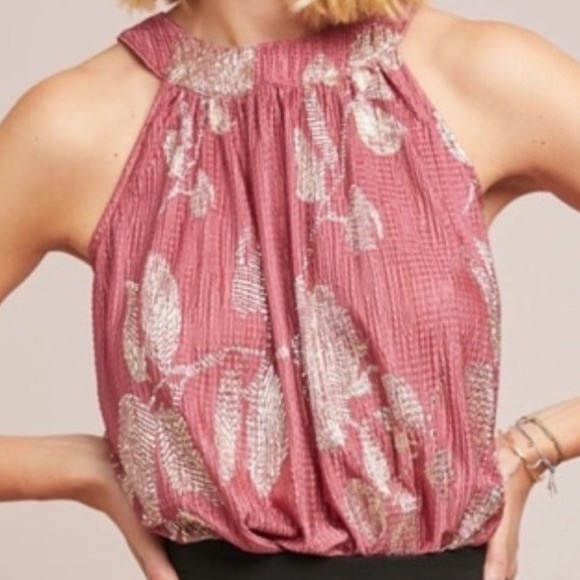 Anthropologie Feather & Bone Pink Gold Shine Halter Tank
Top - Picture 1 of 12